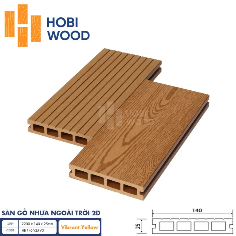 Sàn Gỗ Nhựa HobiWood 2D HB 140 V25-VG Vibrant Yellow