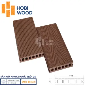 Sàn gỗ nhựa HobiWood vân 3d hb140t25-3d oak brown