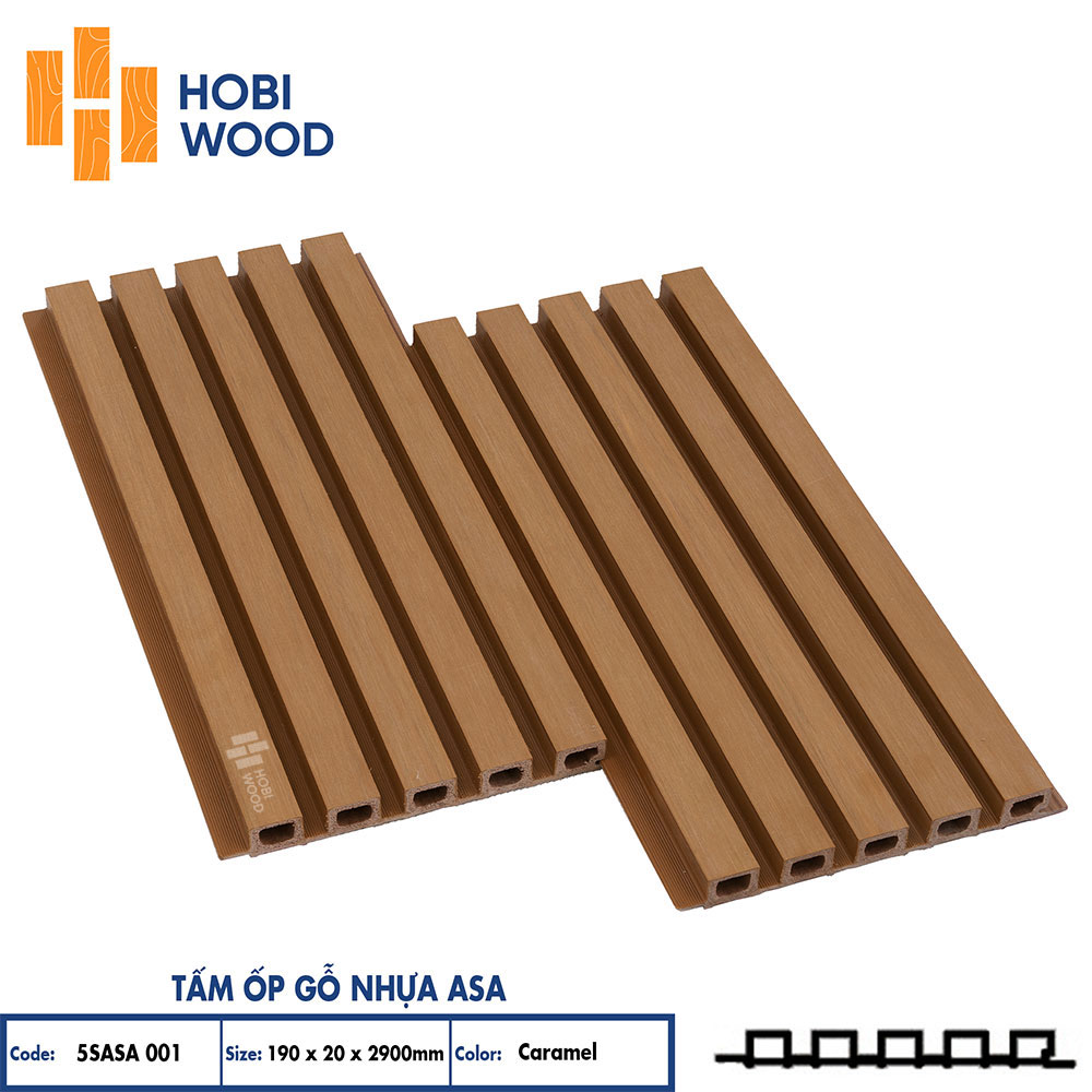 Tấm ốp lam 5 sóng gỗ nhựa ASA HobiWood (5SASA001 Caramel)