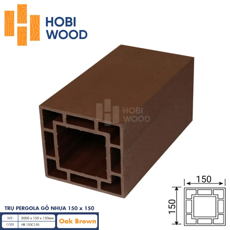 Trụ gỗ nhựa HobiWood HB 150C150 (Oak Brown)