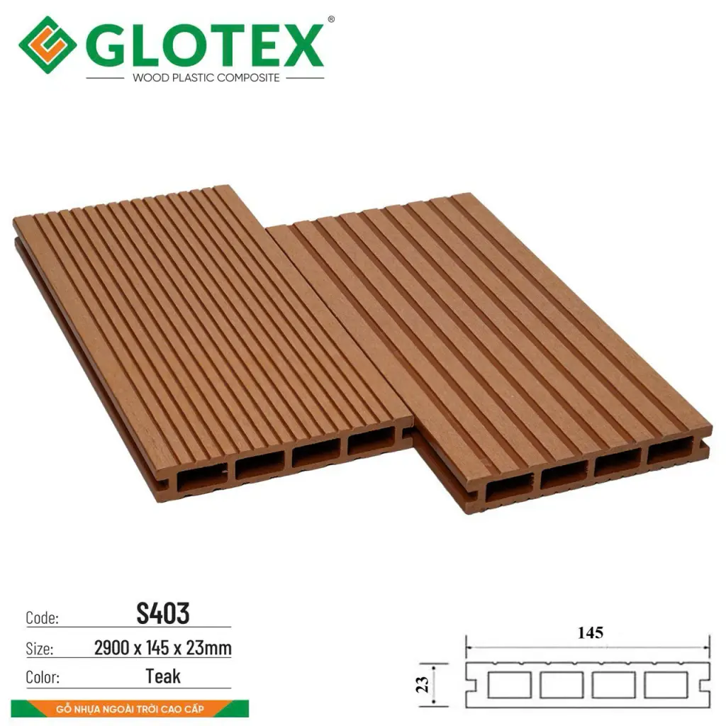 Sàn gỗ nhựa Glotex 4 lỗ vuông S403