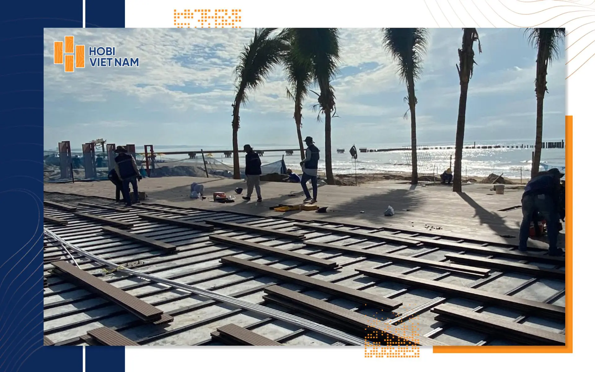 Thợ lắp đặt thanh đà gỗ nhựa Hobiwood