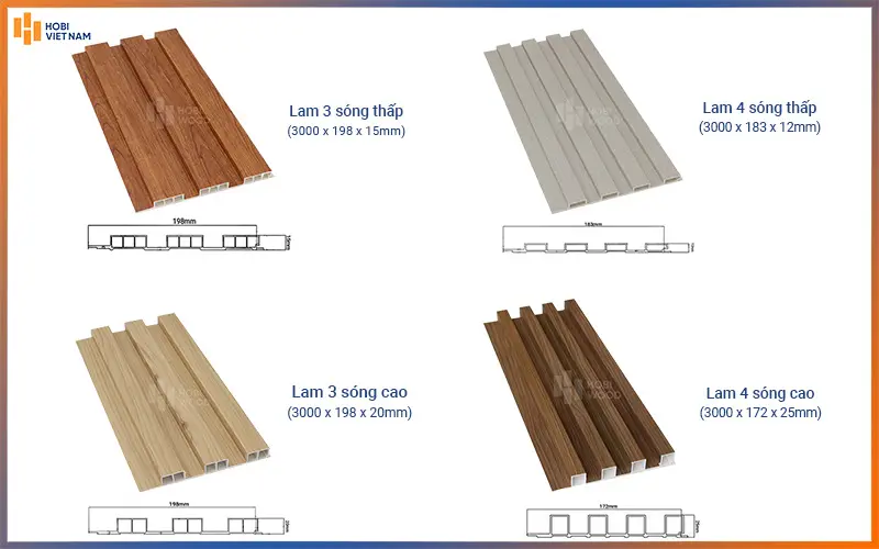 Các loại tấm ốp tường lam sóng Hobiwood