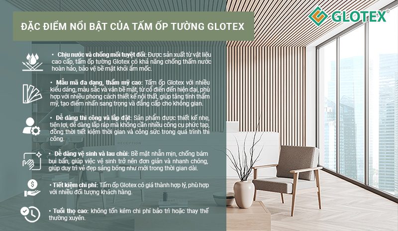 Đặc điểm nổi bật của tấm ốp tường Glotex