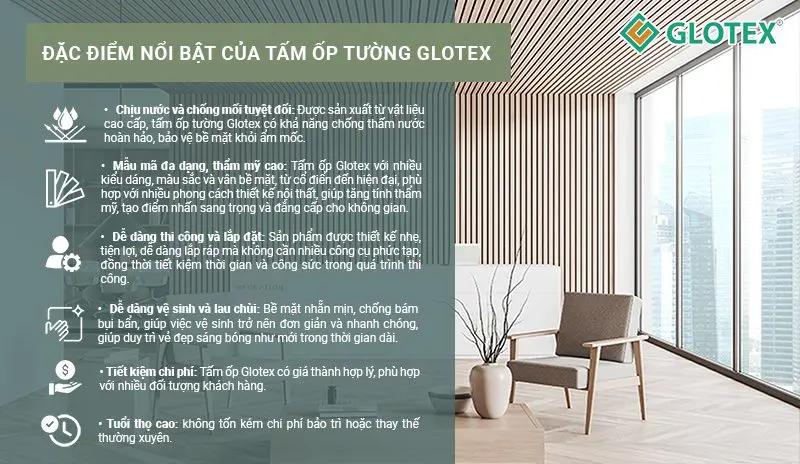Đặc điểm nổi bật của tấm ốp tường Glotex