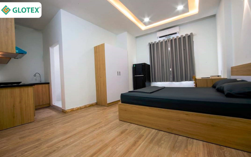 Sàn nhựa dán keo Glotex lát sàn phòng trọ