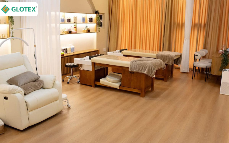 Sàn nhựa dán keo Glotex lát sàn thẩm mỹ viện