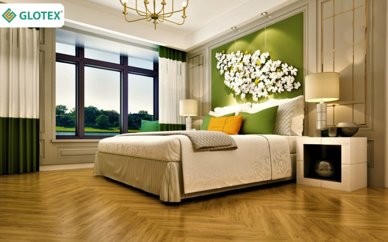 Sàn nhựa xương cá Glotex lát sàn phòng ngủ
