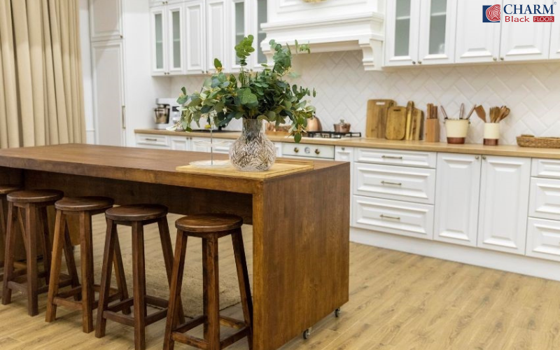 Sàn nhựa Charmwood lát sàn phòng bếp