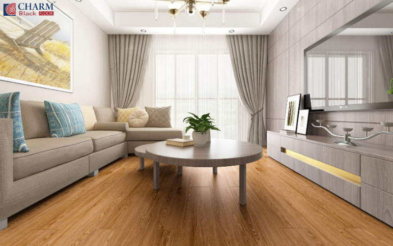 Sàn nhựa Charmwood lát sàn phòng khách