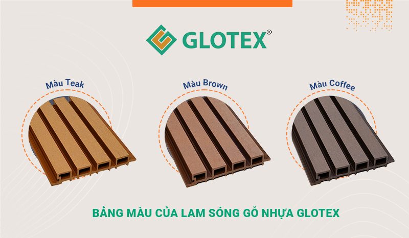 Bảng màu của tấm ốp lam sóng gỗ nhựa Glotex
