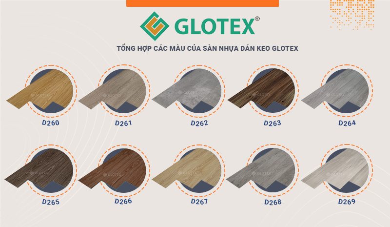 Bảng màu của sàn nhựa dán keo Glotex