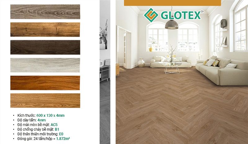 Bảng màu của sàn nhựa xương cá Glotex