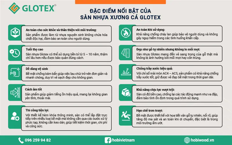 Đặc điểm nổi bật của sàn nhựa xương cá Glotex