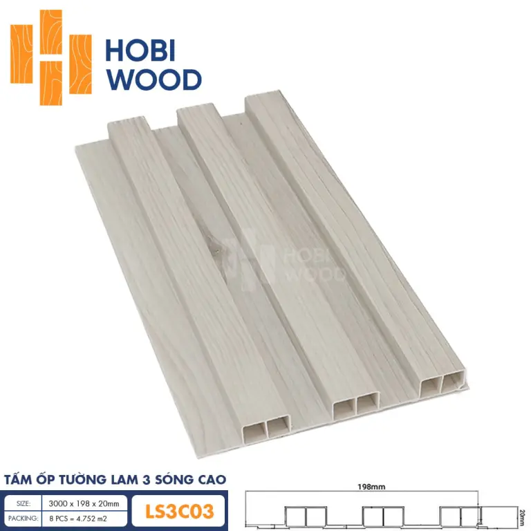 Tấm ốp lam 3 sóng cao HobiWood LS3C03
