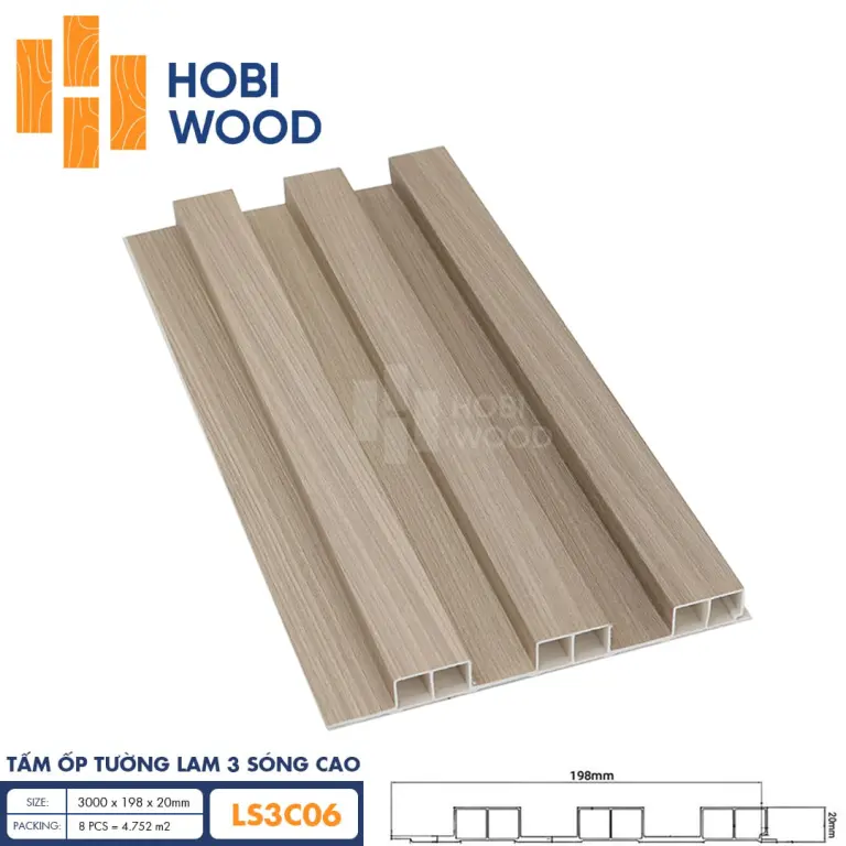 Tấm ốp lam 3 sóng cao HobiWood LS3C06