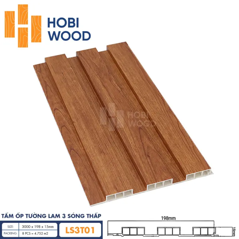 Tấm ốp lam 3 sóng thấp HobiWood LS3T01