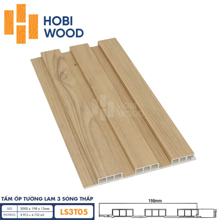 Tấm ốp lam 3 sóng thấp HobiWood LS3T05