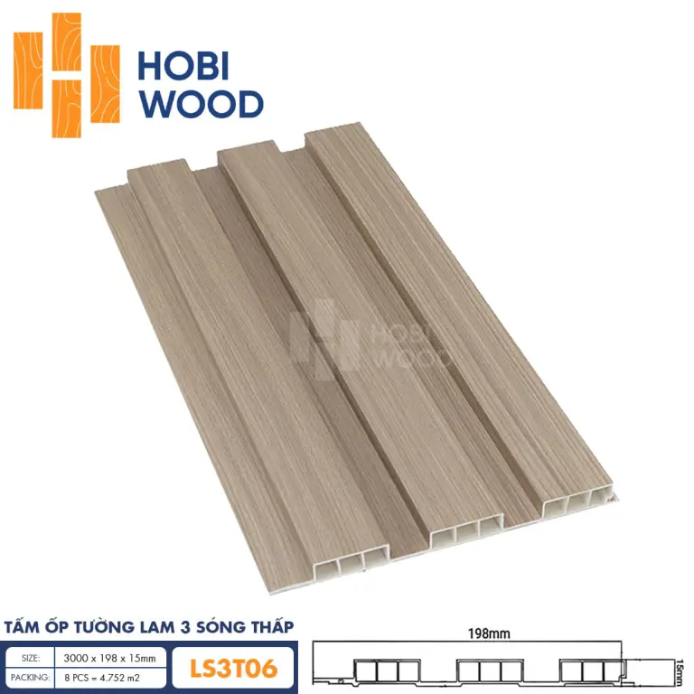 Tấm ốp lam 3 sóng thấp HobiWood LS3T06