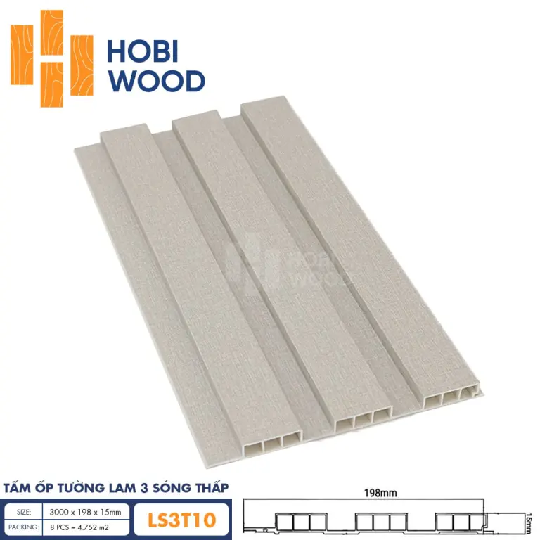 Tấm ốp lam 3 sóng thấp HobiWood LS3T10