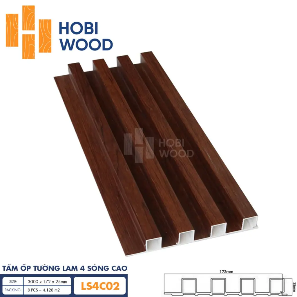 Tấm ốp lam 4 sóng cao HobiWood LS4C02
