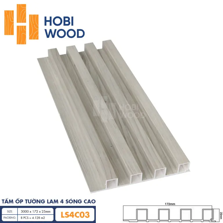 Tấm ốp lam 4 sóng cao HobiWood LS4C03
