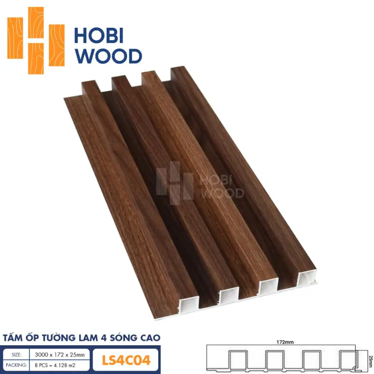 Tấm ốp lam 4 sóng cao HobiWood LS4C04