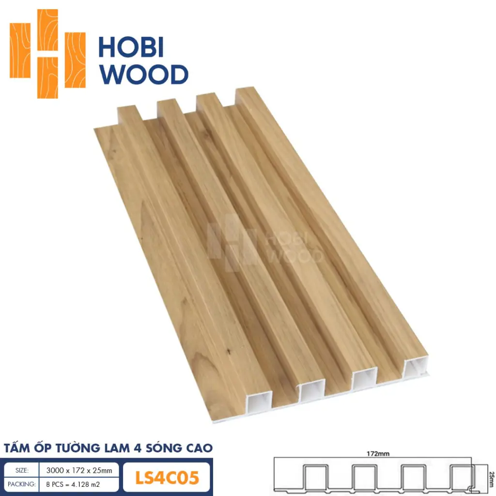 Tấm ốp lam 4 sóng cao HobiWood LS4C05