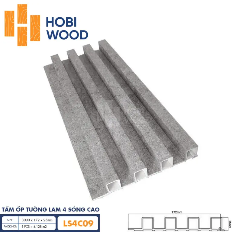 Tấm ốp lam 4 sóng cao HobiWood LS4C09