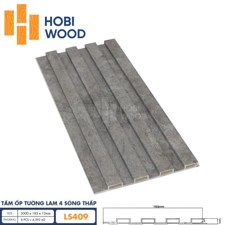 Tấm ốp lam 4 sóng thấp HobiWood LS409