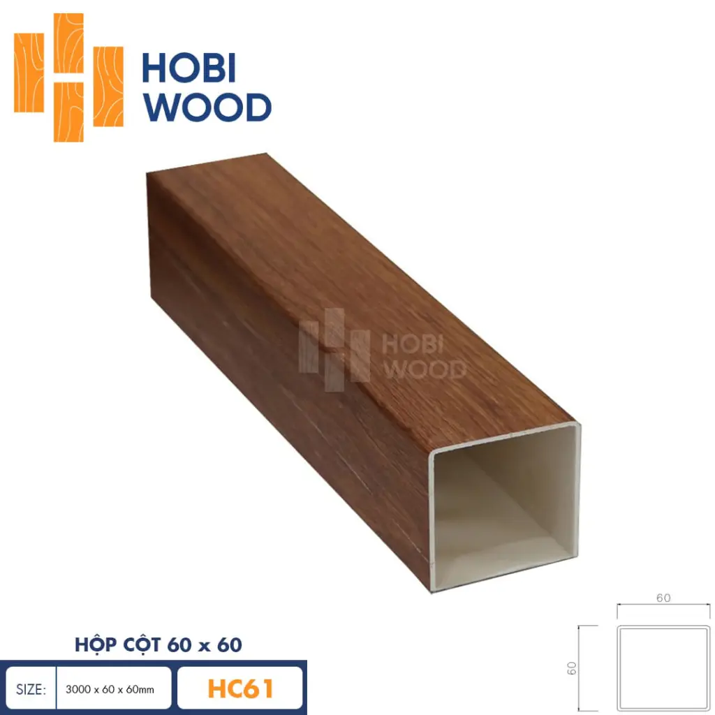 Thanh lam nhựa giả gỗ 60x60 HobiWood HC61