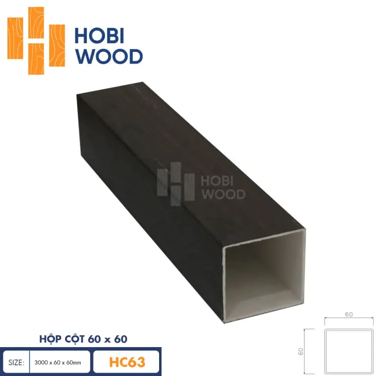 Thanh lam nhựa giả gỗ 60x60 HobiWood HC63