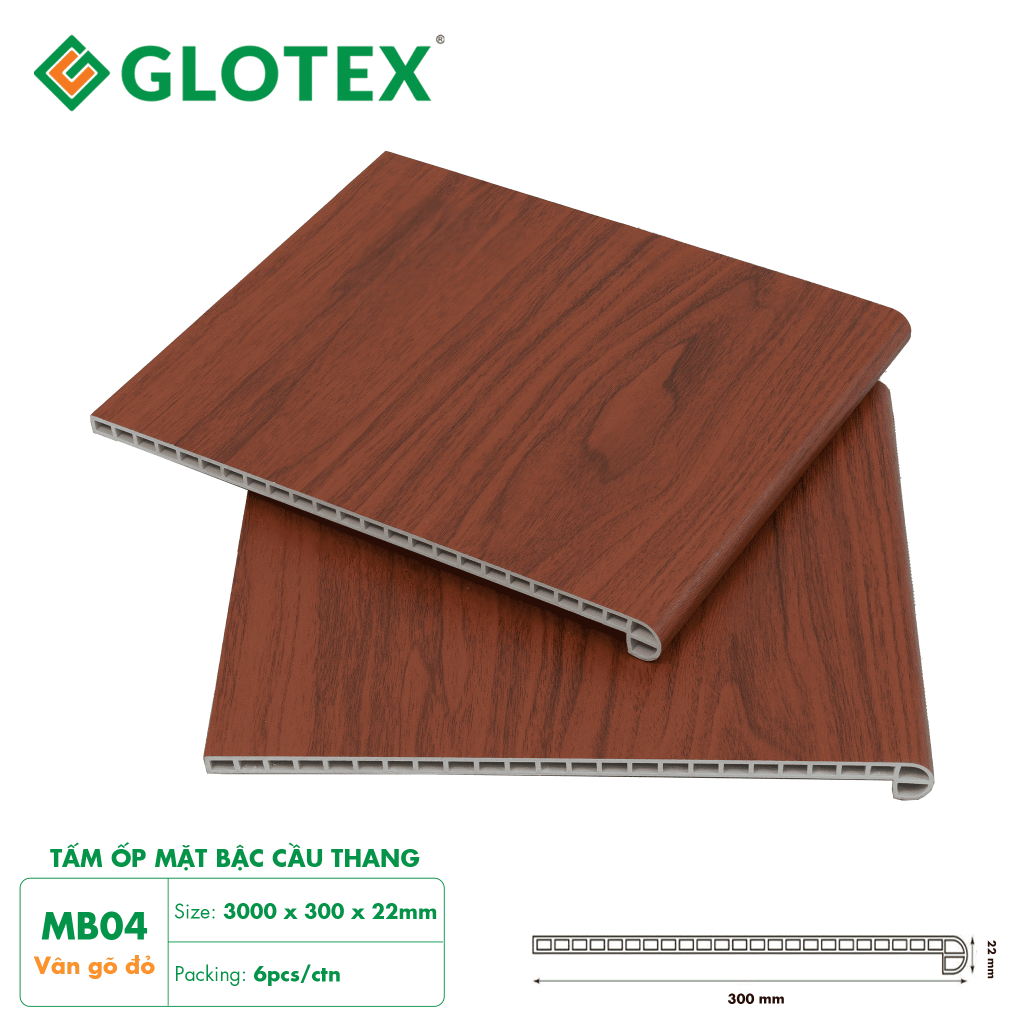 Mặt bậc cầu thang nhựa giả gỗ Glotex MB04