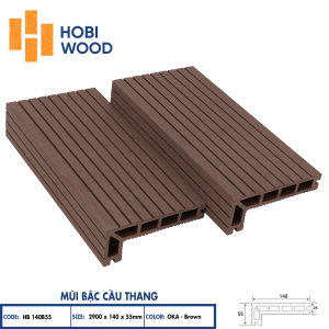 Mũi bậc cầu thang gỗ nhựa HobiWood (Mapple Leaf Red)