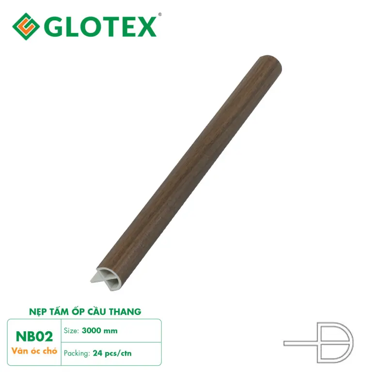 Nẹp bậc cầu thang nhựa giả gỗ Glotex NB02