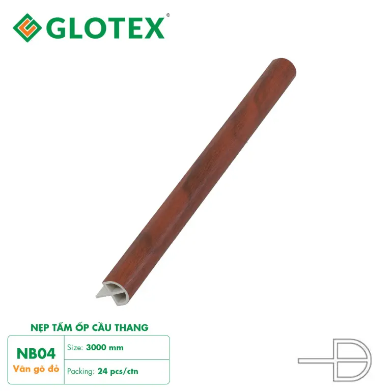 Nẹp bậc cầu thang nhựa giả gỗ Glotex NB04