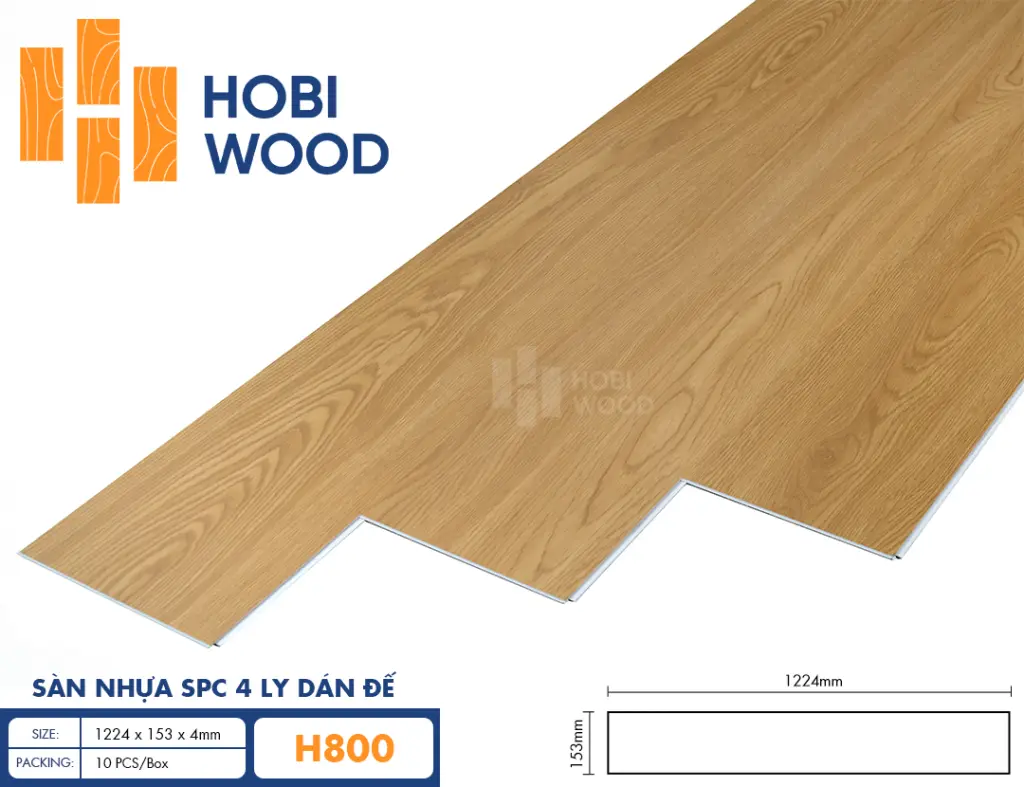 Sàn nhựa hèm khóa đế cao su 4 ly Hobiwood H800