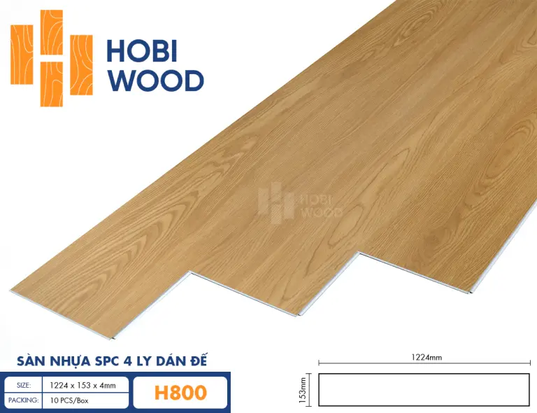Sàn nhựa hèm khóa đế cao su 4 ly Hobiwood H800