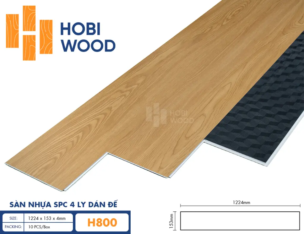 Sàn nhựa hèm khóa đế cao su 4 ly Hobiwood H800