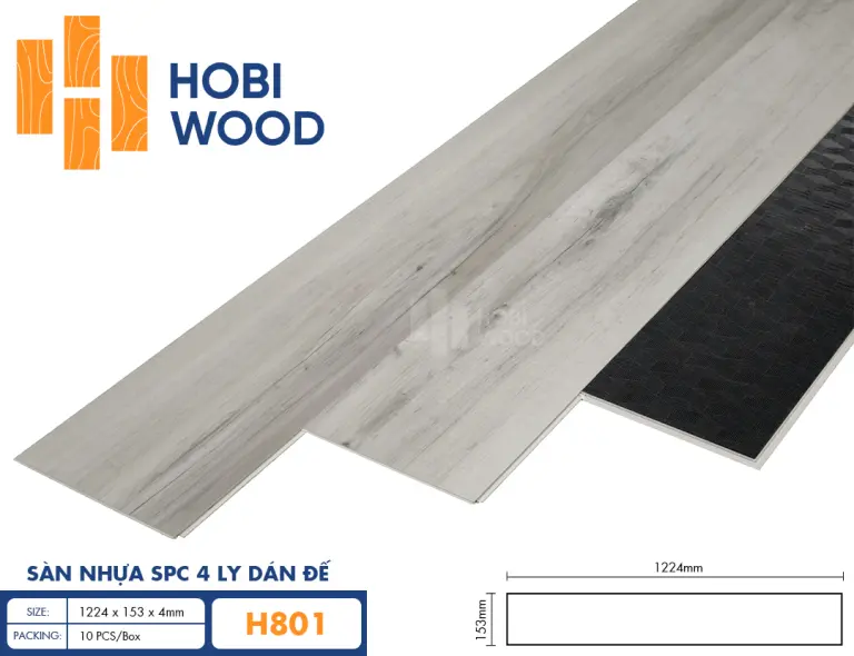 Sàn nhựa hèm khóa đế cao su 4 ly Hobiwood H801