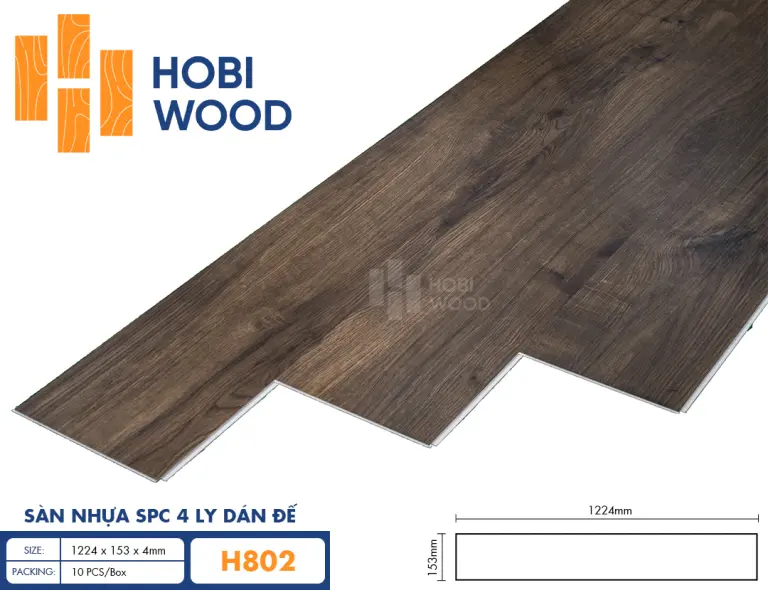 Sàn nhựa hèm khóa đế cao su 4 ly Hobiwood H802