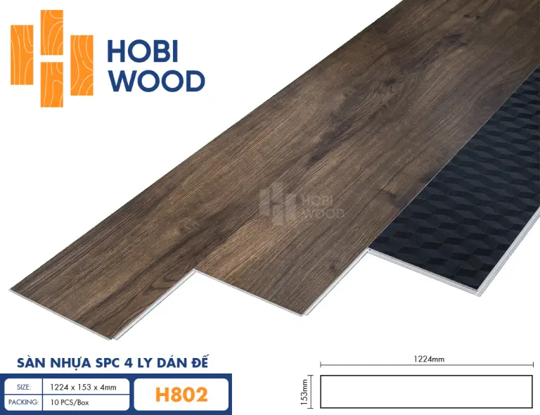 Sàn nhựa hèm khóa đế cao su 4 ly Hobiwood H802