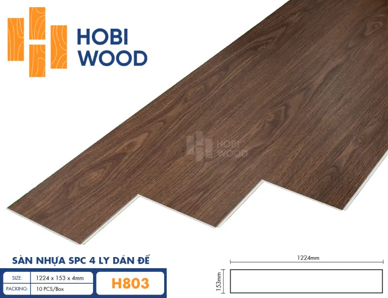 Sàn nhựa hèm khóa đế cao su 4 ly Hobiwood H803
