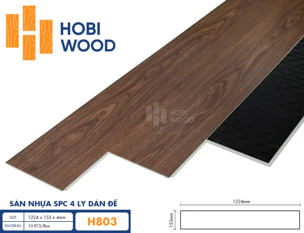 Sàn nhựa hèm khóa đế cao su 4 ly Hobiwood H803