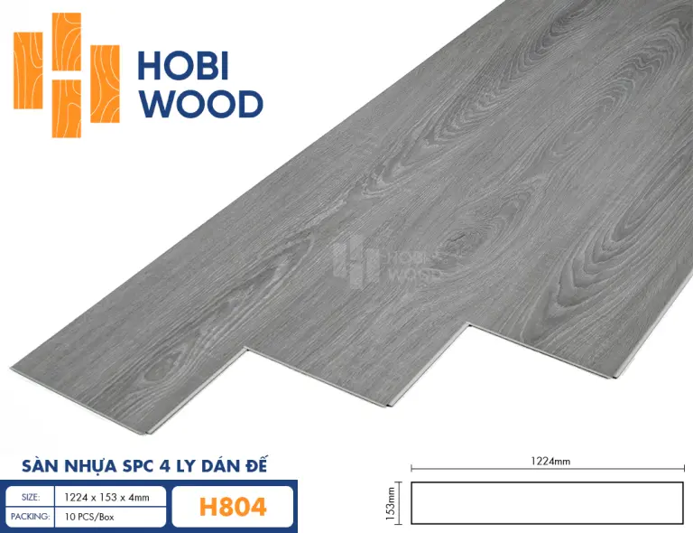 Sàn nhựa hèm khóa đế cao su 4 ly Hobiwood H804