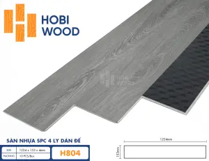 Sàn nhựa hèm khóa đế cao su 4 ly Hobiwood H804