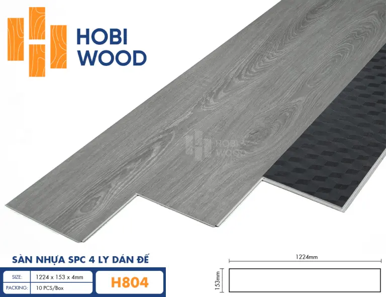 Sàn nhựa hèm khóa đế cao su 4 ly Hobiwood H804
