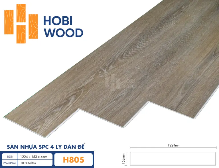 Sàn nhựa hèm khóa đế cao su 4 ly Hobiwood H805