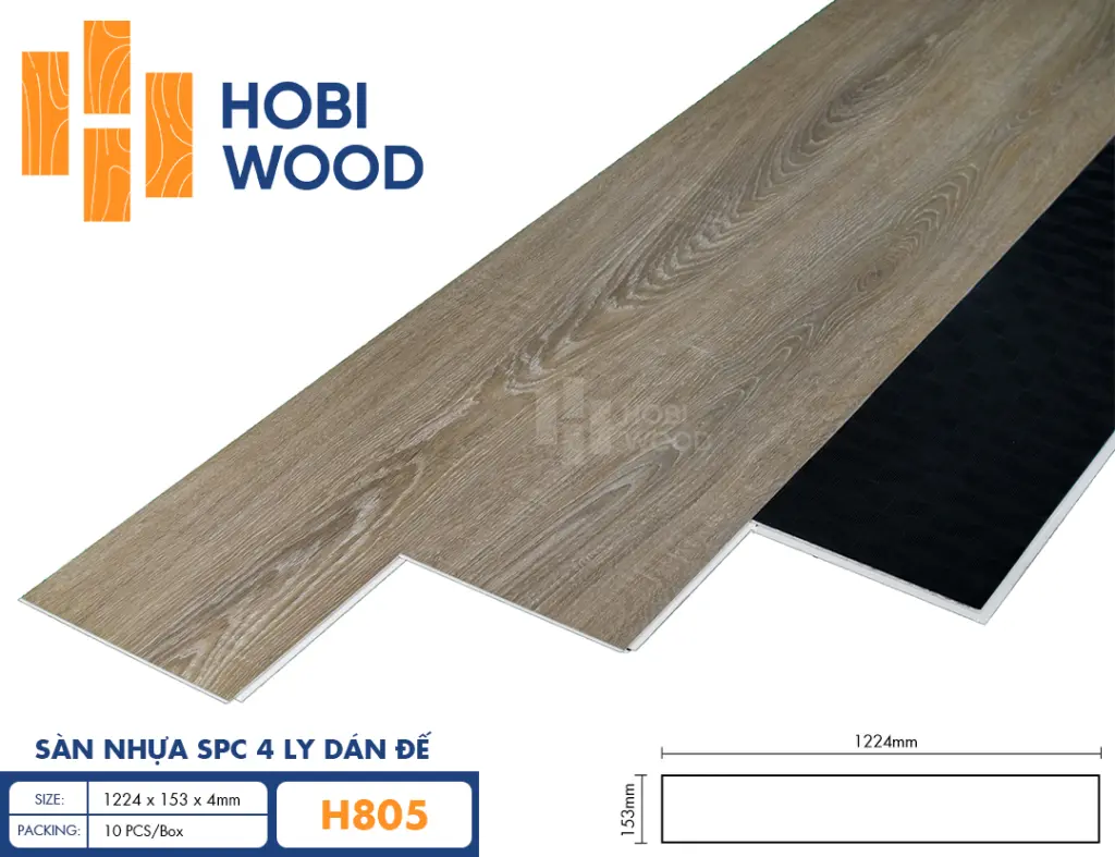 Sàn nhựa hèm khóa đế cao su 4 ly Hobiwood H805