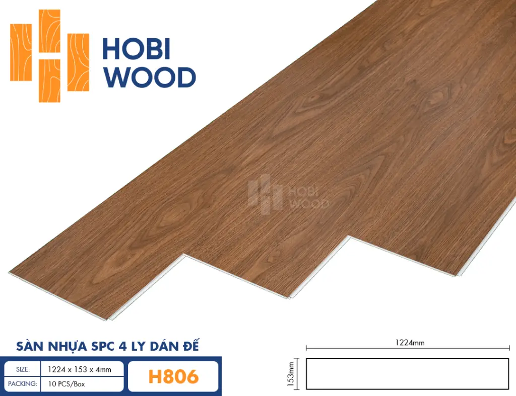 Sàn nhựa hèm khóa đế cao su 4 ly Hobiwood H806